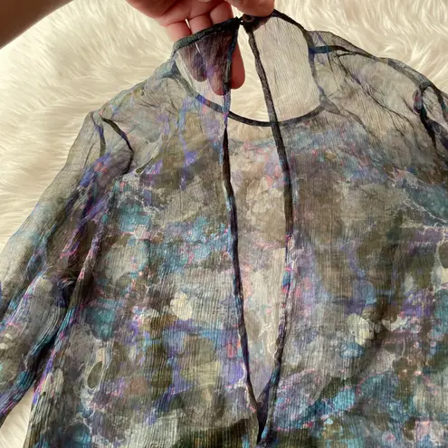 IRO Josie Sheer Watercolor Long Bell Sleeve Top