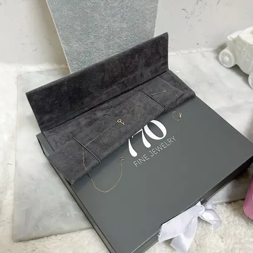 10k Rose Gold Natural Mined Earth Diamond Mini Key Dainty Necklace Gray