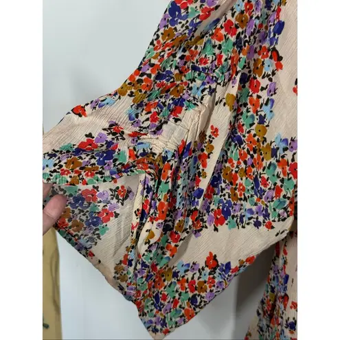 Democracy V neck rayon floral 3/4 sleeve top size 2XL