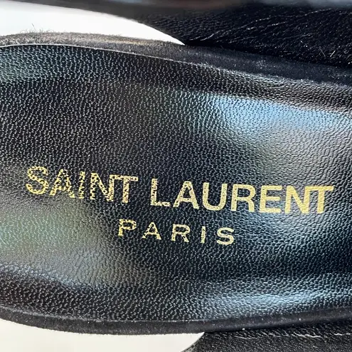 Saint Laurent Babies black suede lace-up block heel sandal IT 38 US 8