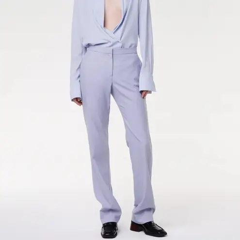 Another Tomorrow Lilac Purple Merino Wool Straight Leg Classic Trouser Pants 10