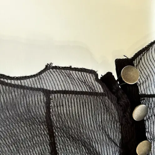 PAMELA LOVE Sheer Maxi Tiered Dress Black Long Sleeves Wednesday Goth Emo Size L Size L