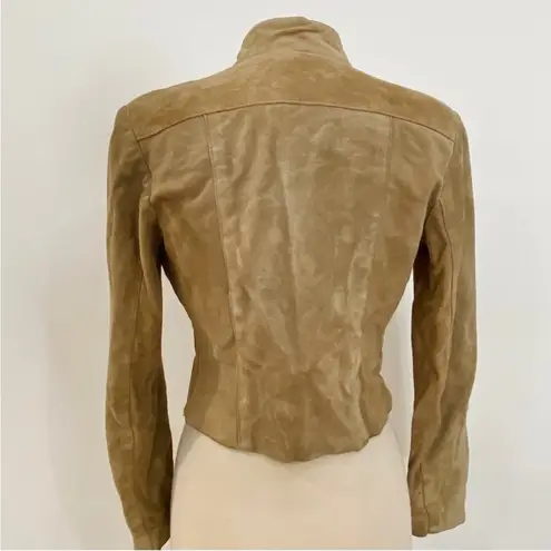 Vintage blazer cropped suede leather boho jacket Tan