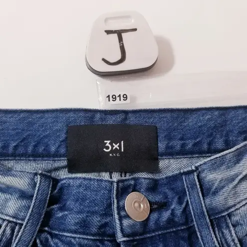 3x1 NYC Women size 27 ISLA High Rise Blue Jeans Frayed Hem Ankle Straight Leg - Image 14