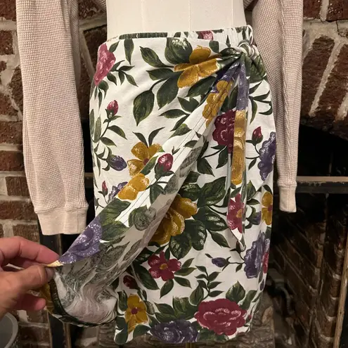 VINTAGE ashly brent floral faux wrap skirt Yellow Size undefined