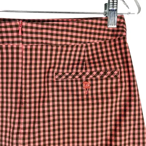 Lady Hagen  Gingham Check Golf Skort 6 Salmon Brown Pockets Skirt Shorts