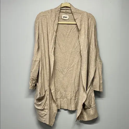 Pact Airplane Cardigan Size L/XL Organic Cotton Neutral Cream Tan Staple
