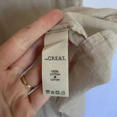 The Great . tan beige sheer v-neck flowy cotton dress size 2 delicate summer