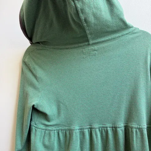 Old Navy Y2K  Babydoll green stripe Hooded Top Grunge Indie Sleeze Size M