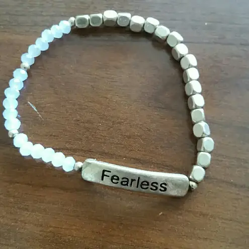 Fearless rose gold & white crystal beaded stretch bracelet