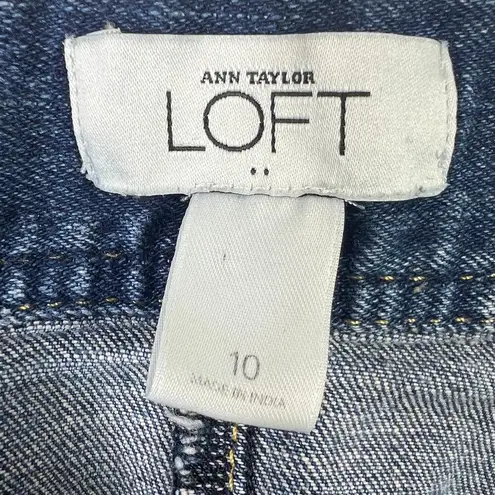 Loft Ann Taylor  Denim Mini Skirt Blue Size 10 Medium Wash Straight Stretch 90s