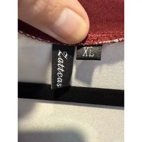 Maroon Floral Dress XL Zattcus 3/4 Sleeve Long V