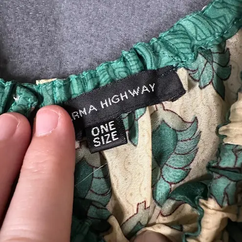 Karma Highway Womens One Size Green Printed Pullover Lightweight Boho Dress