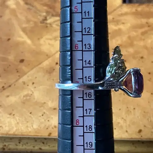 Artistic Rose De France Amethyst Peridot Sterling Silver Ring Size 7 Purple