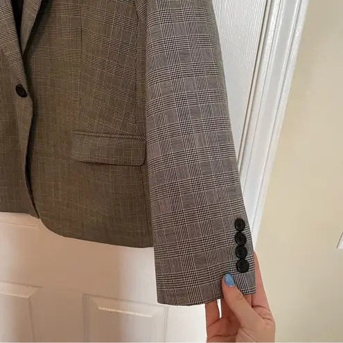 Pendleton Womens Blazer Jacket Gingham Plaid Black White Sz 14 Single Button