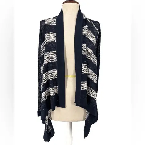 NWT Dolce Cabo Striped Open Draped Cardigan Sweater Sz S/M Blue