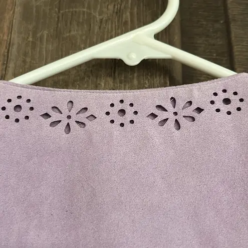 Alfred Dunner Women's Size 8 Open Front Blazer Purple Lilac Faux Suede