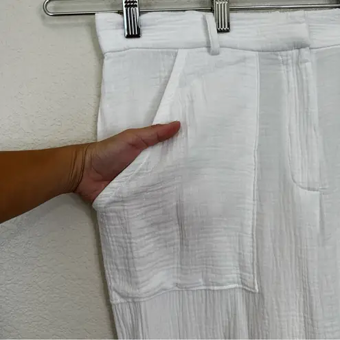 Magaschoni 100% Organic Cotton White Gauzy Women’s Pants, Sz Large