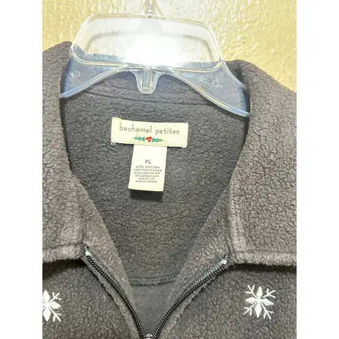 Béchamel Petites Black Fleece Santa Snowflake Vest Women PL Christmas Holiday Black Size undefined