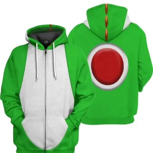 Nintendo Bowser cosplay costume hoodie，Adult 3D printed full zip hoodie