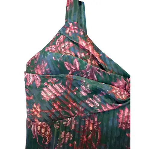 Marchesa Notte Floral Tiered Midi Dress NWT Jewel Tones Size 12 Green