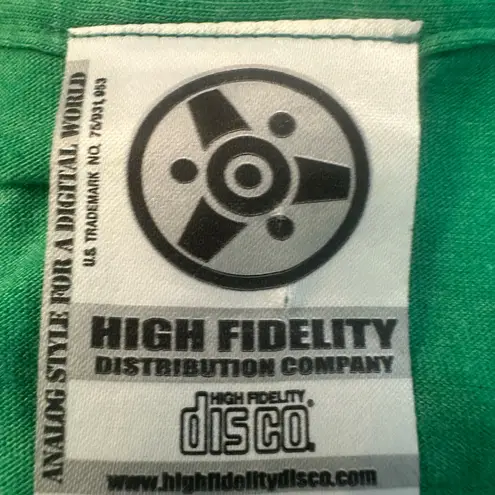 Women High Fidelity Graphic Band Tee Style XL Green Made in USA NYC Retro Vibes