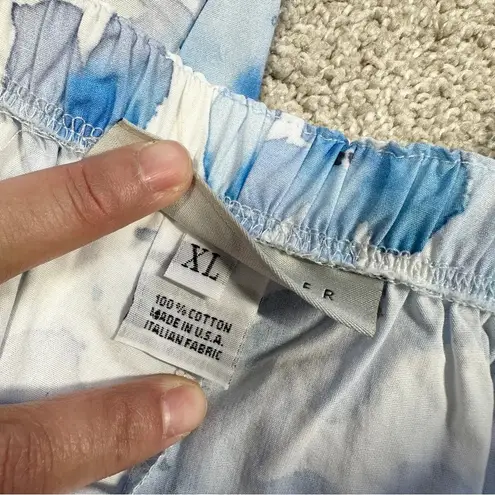 Bryn Walker Fioro Cotton Print Blue White Capri Cropped Pants Coastal Size XL