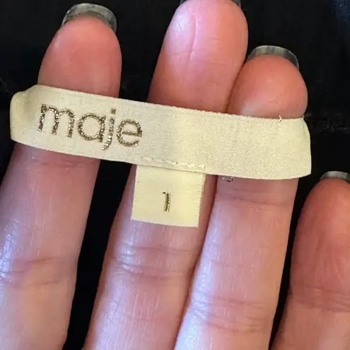 Maje Pants Women Small Black Lightweight Elastic Waist Wide Leg Cropped Trouser