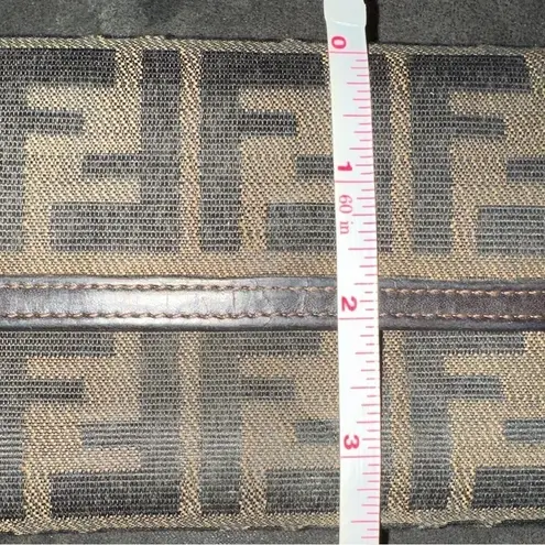 Fendi  Zucca Print Canvas Leather Trim‎ Bi Fold Wallet Brown Authentic Designer