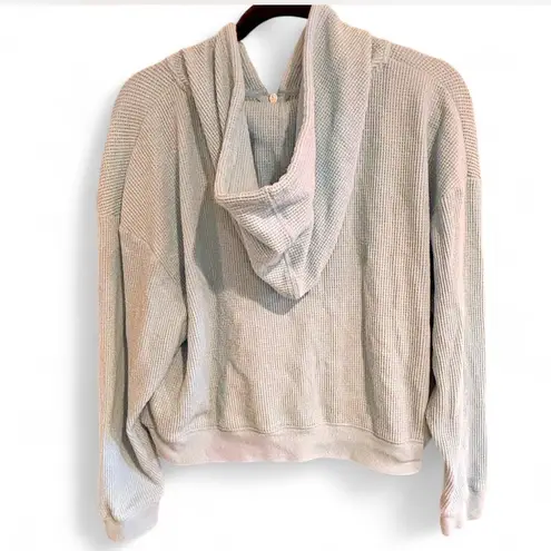 Auden Waffle Knit Full Zip Hoodie Sweatshirt Hoodie Blue Large Cropped