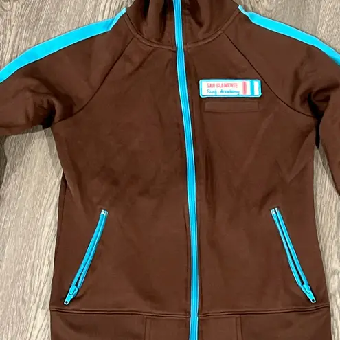 Hollister  San Clemente Surf Academy Brown Poly Zip Front Jacket Size Small