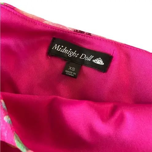 Midnight Doll Asymmetrical Pink and Orange Ruffled One-Shoulder Dress