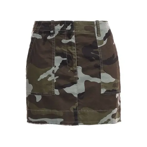 Nili Lotan Ilona Army Green Camo Printed Cotton Twill Mini Skirt Size 2