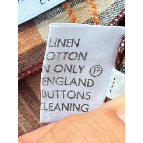 A3 Pied à Terre Brown Plaid Linen Cotton Midi Skirt England Size 12