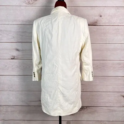 Frame  Womens Blazer Jacket Sz M Ivory Double Breasted Pea Coat Stretch Office