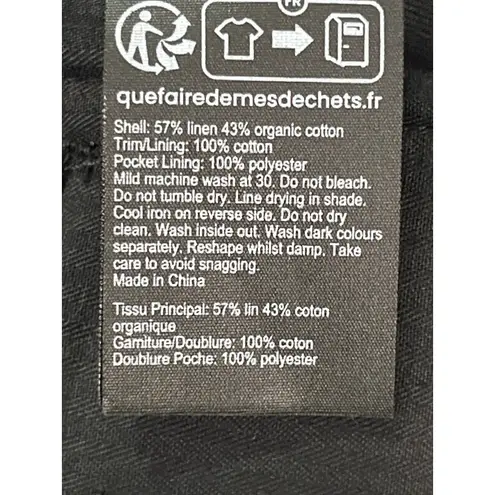 AllSaints Women’s Tapered Cropped Linen Cotton Blend Pants Black 30