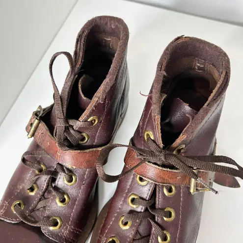 Vintage Leather Ski Boots Womens Size 6 Antique Collectible Winter Outdoor Aspen Brown