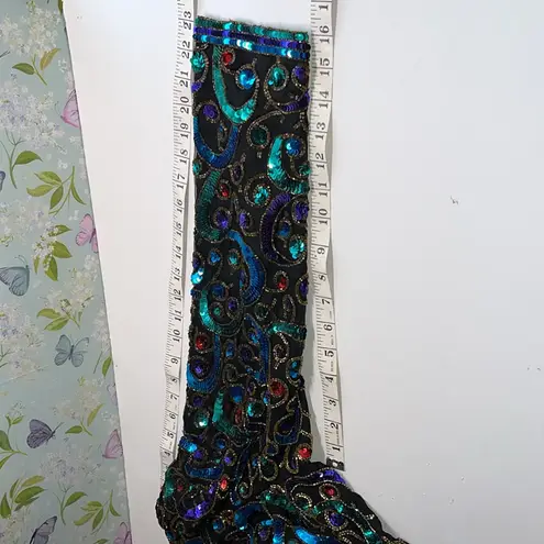 Scala Vintage Elegant Jacket Black and Blue Sequin Crop Blouse Jacket