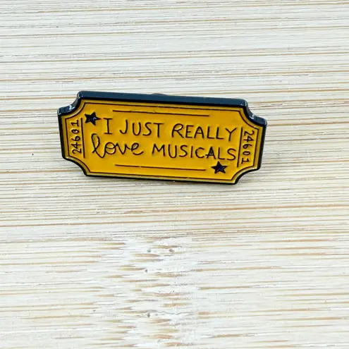 I Just Really Love Musicals Ticket Soft Enamel Pin Yellow