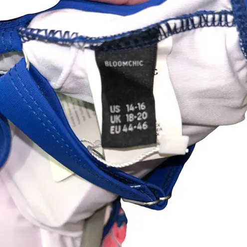 Bloomchic Pink Blue Leaf Floral Design Swimsuit Size 14/16