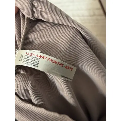 Free People  Intimately Talk To Me Tee Ribbed Ruched Top Basic Modal Brown Sze XS