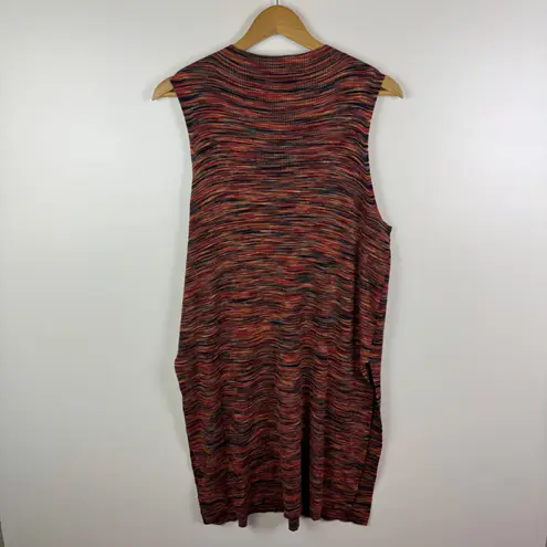 By Anthropologie Tami Sleeveless Knit Tunic Size 2X Space Dye Colorful Slit Fall Red