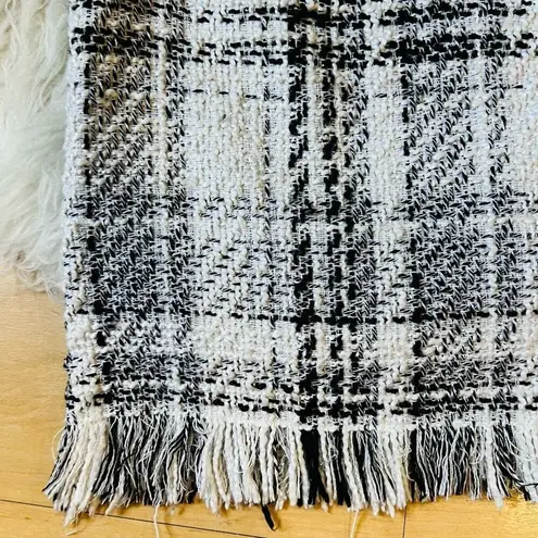 BLACK WHITE AID PATCHWORK STITCH TOP SIZE MEDIUM Raw Hem Sparkly Plaid Top White Size L