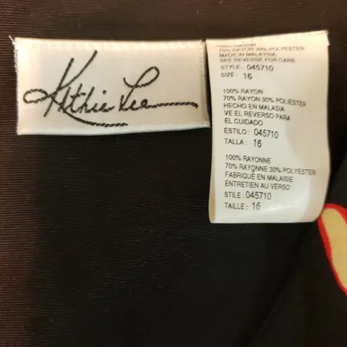 Kathie Lee Top Size 16 Vintage Blouse Button Up Padded Shoulder Pads Back Tie Women's Vintage Top