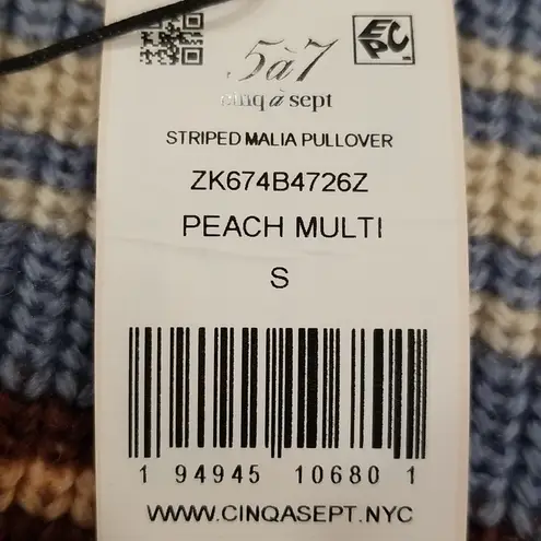 Cinq à Sept 💕CINQ A SEPT💕 Malia Striped Drop-Shoulder Sweater ~ Multi-Color Small S NWT