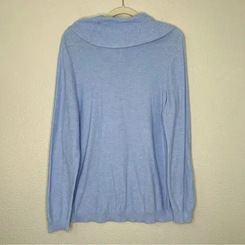 Chico's Chico’s Women’s Size Large Blue Cowl-Neck Mixed Stitch Sweater