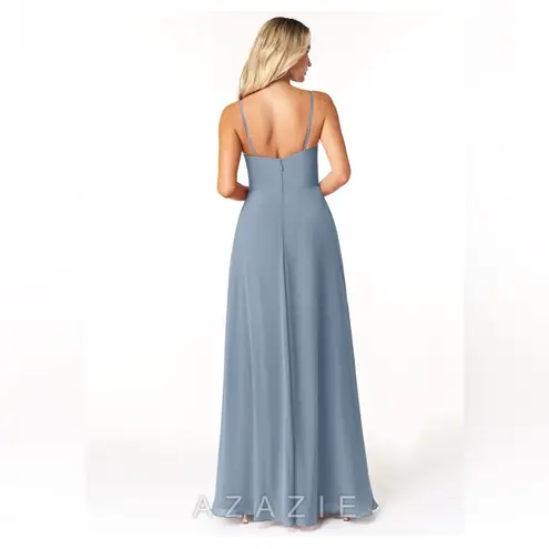 Azazie Dusty Blue Moira Spaghetti Strap Sundress for Weddings