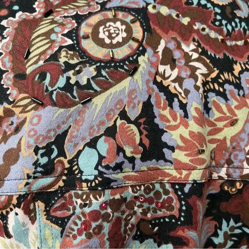 Maggy London Cropped Floral and Beaded Button Down Jacket, Sz 4