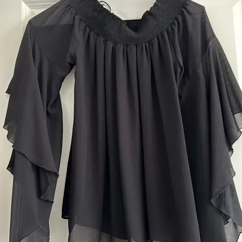 Ramy Brook  size small sheer off-shoulder black top. Very cute!