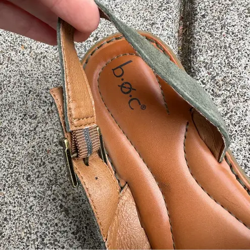 B.Ø.C Børn Suede Leather Flat Didi Sandals 9M Casual, Cushioned, Buckle Strap Green Size 9